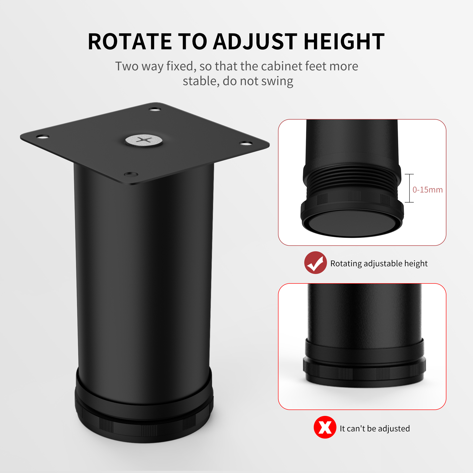 1 шт., регулируемые ножки из нержавеющей стали, 5-25 см