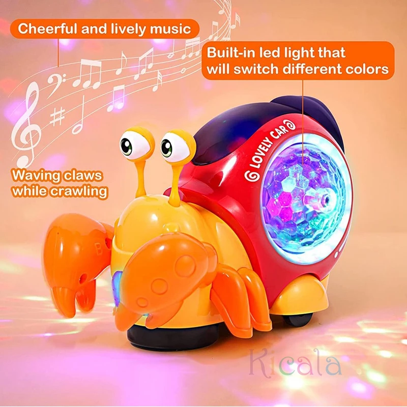 Crawling Crab ของเล่นเด็กเพลง Light Up Interactive ของเล่นดนตรีสําหรับทารกเต้นรํา Crawling ของเล่นค่าเฉลี่ยเด็กวัยหัดเดินของเล่น 0 12