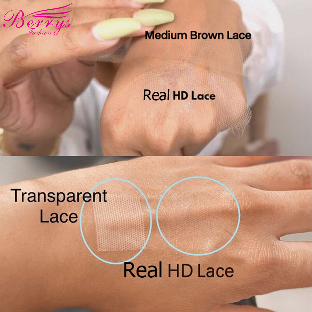 Berrysファッション13 × 6 hdレースフロントストレート13 × 4見えない透明なレースのフロントバージンヘア4x4 hd閉鎖溶融スキン