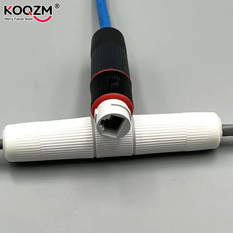 1 buah RJ45 konektor Dok jaringan Ethernet lurus melewati tahan air Header IP67 luar ruangan ekstender kabel jaringan Broadband