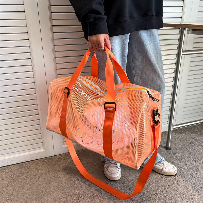 กันน้ํา PVC ฟิตเนสกระเป๋าเดินทางสําหรับสตรีและผู้ชายขนาดใหญ่ความจุกระเป๋าสะพายแบบพกพา Summer Beach ว่ายน้ําโปร่งใสกระเป๋า