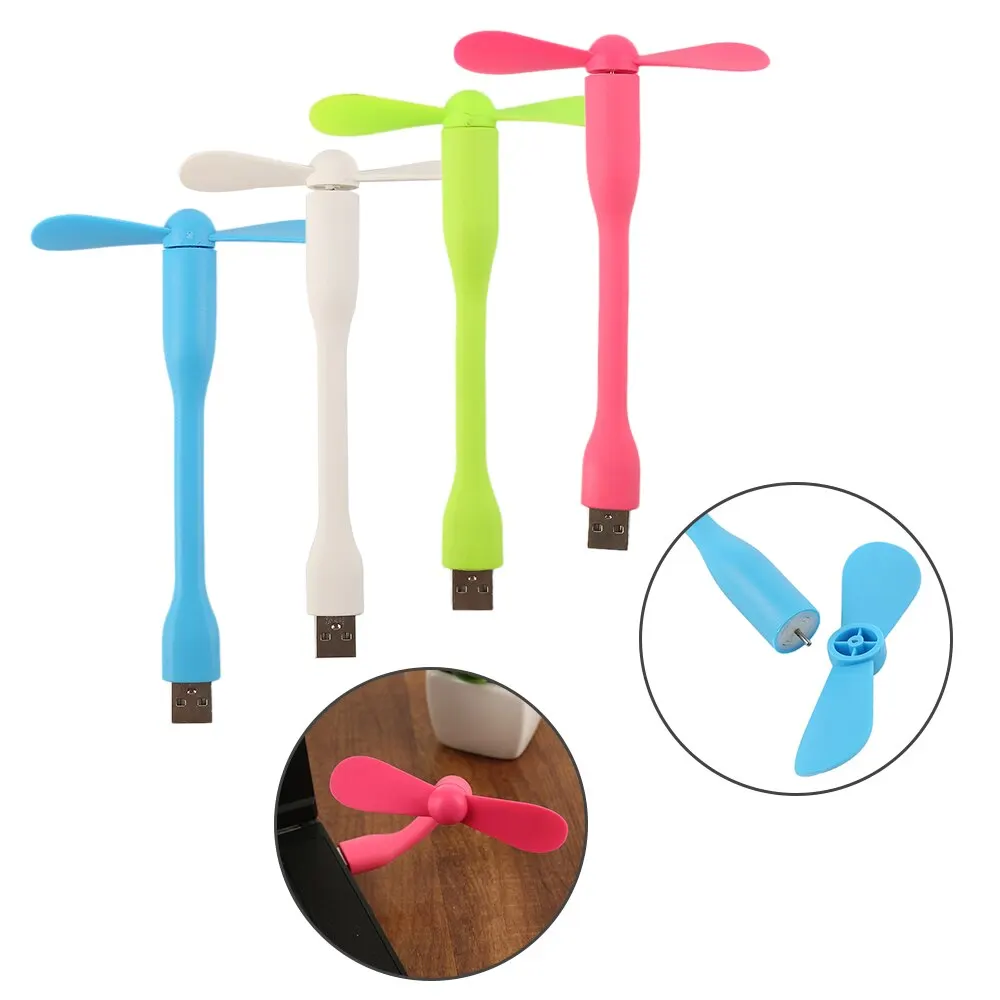 Mini USB flexível Bendable Fan, ventilador de mão portátil, banco de potência, laptop, PC, carregador AC, computador, Gadget Verão