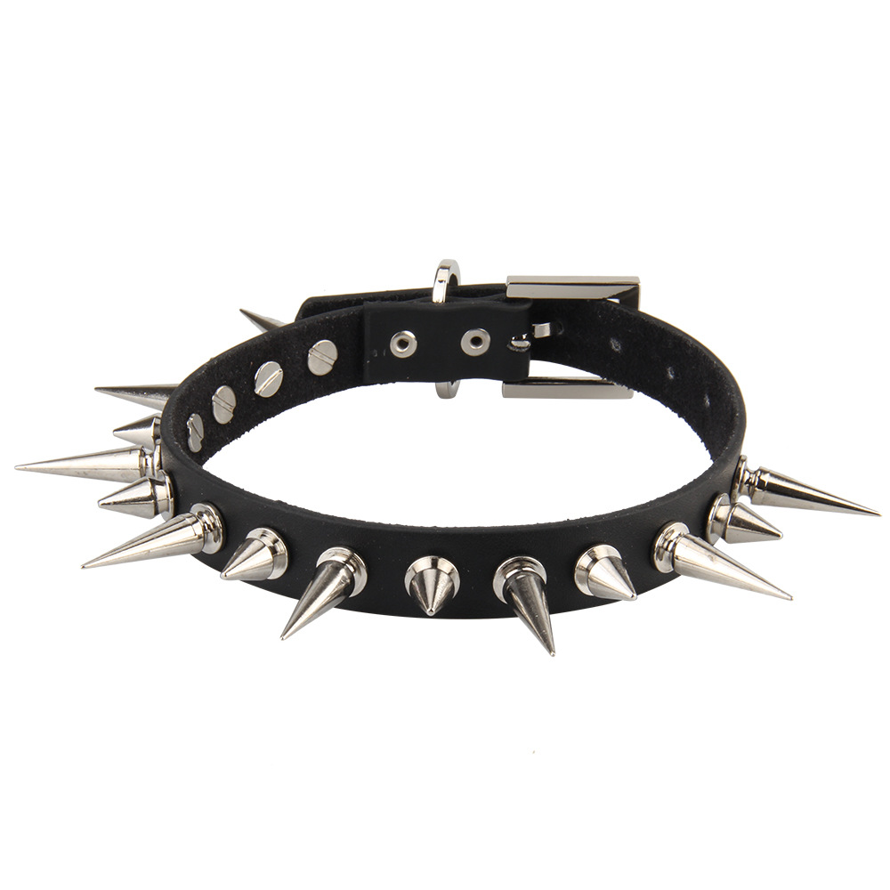 Collar de Gargantilla con remaches de púas para mujer y hombre, Gargantilla con tachuelas Emo, joyería gótica
