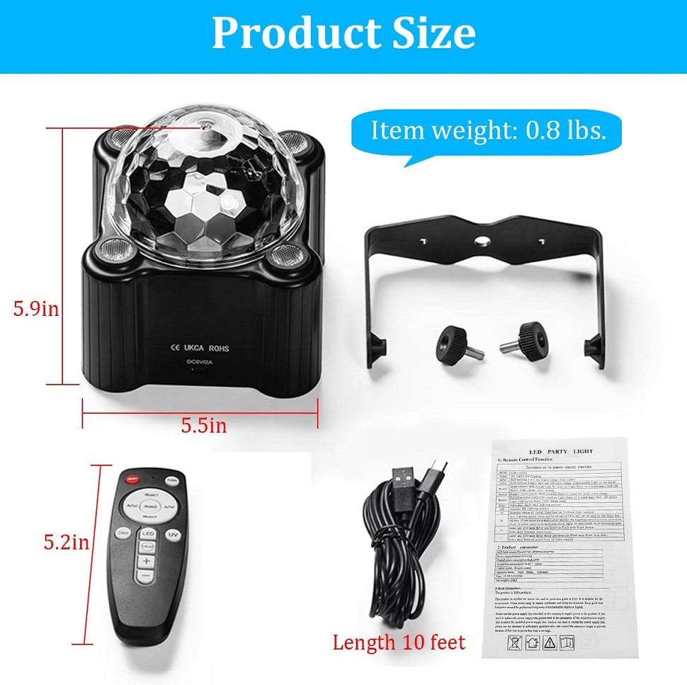 ไฟปาร์ตี้ Dj Disco Ball Lights ควบคุมเสียง Strobe Stage ไฟสีสันวันเกิดคริสต์มาส Party ตกแต่ง
