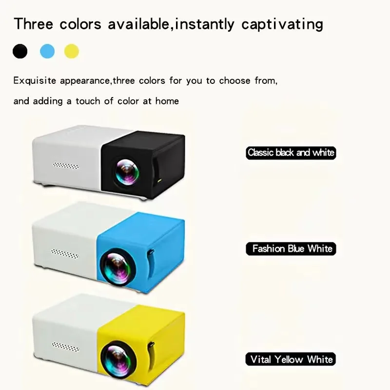 Emiuzek YG300 mini proiettore portatile plug-in phone, LED home theater, adatto per esterni, intrattenimento domestico
