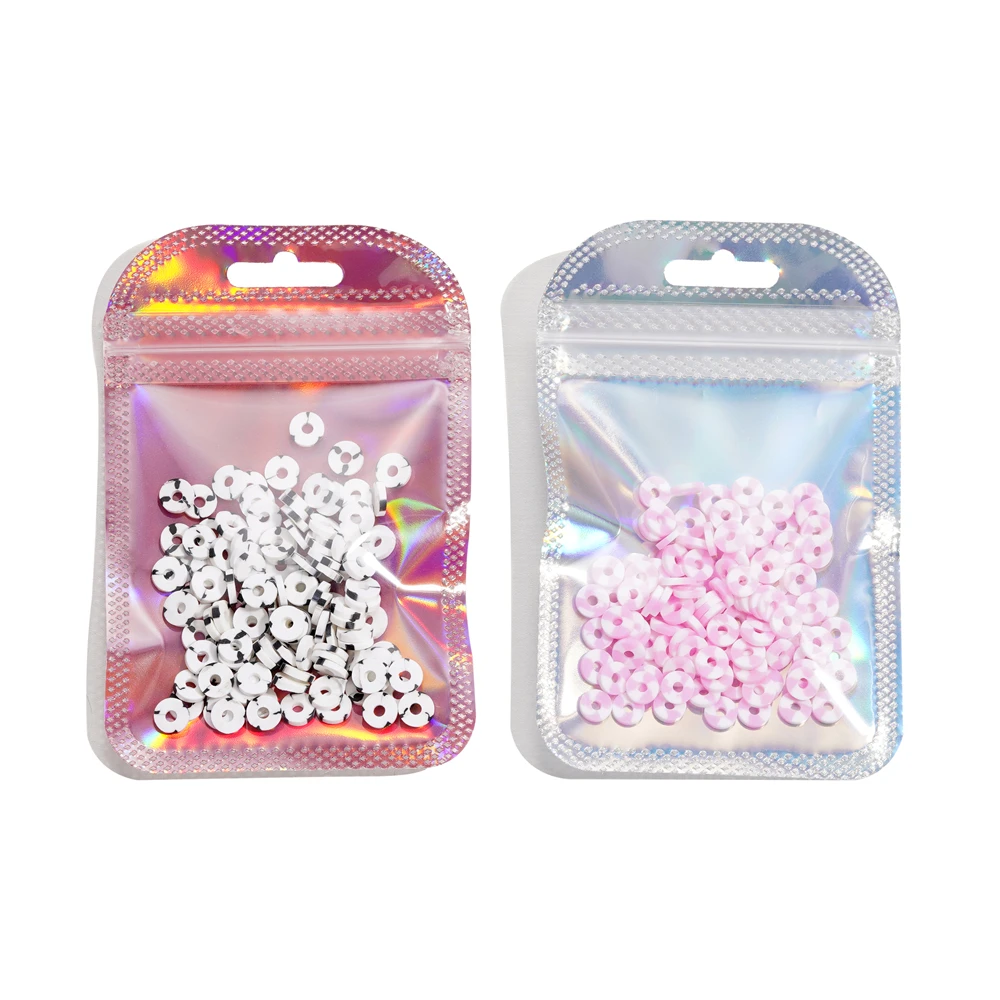 50 ชิ้น/ล็อตสีรุ้งถุง Ziplock โปร่งใสเลเซอร์ Thicken ซีลพลาสติกสําหรับเครื่องประดับต่างหูจี้จอแสดงผลหัตถกรรม