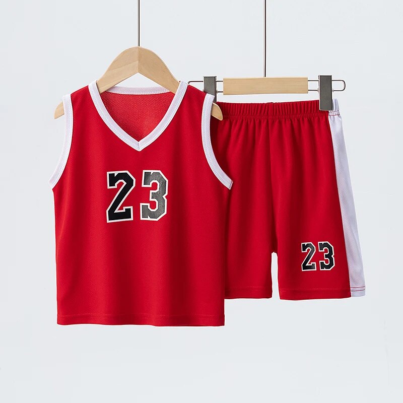 Tuta sportiva da 2 pezzi per bambini estivi ad asciugatura rapida Gilet multicolore comodo e traspirante per ragazzi Pantaloncini casual da corsa per ragazze