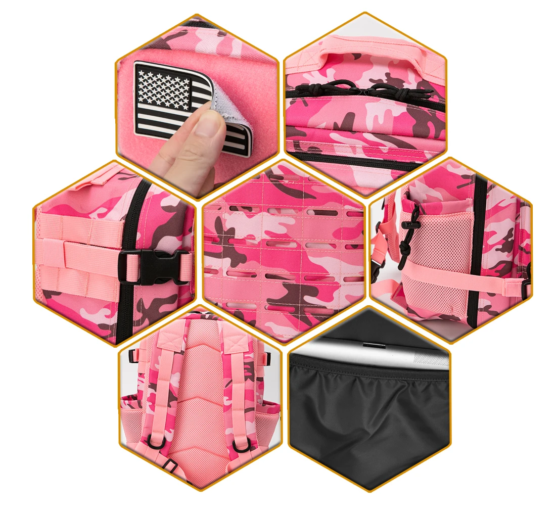 Mochila tática 25l/45l para mulheres/homens, caminhadas ao ar livre, corte a laser, molle, mochila escolar, academia, com suporte de copo duplo