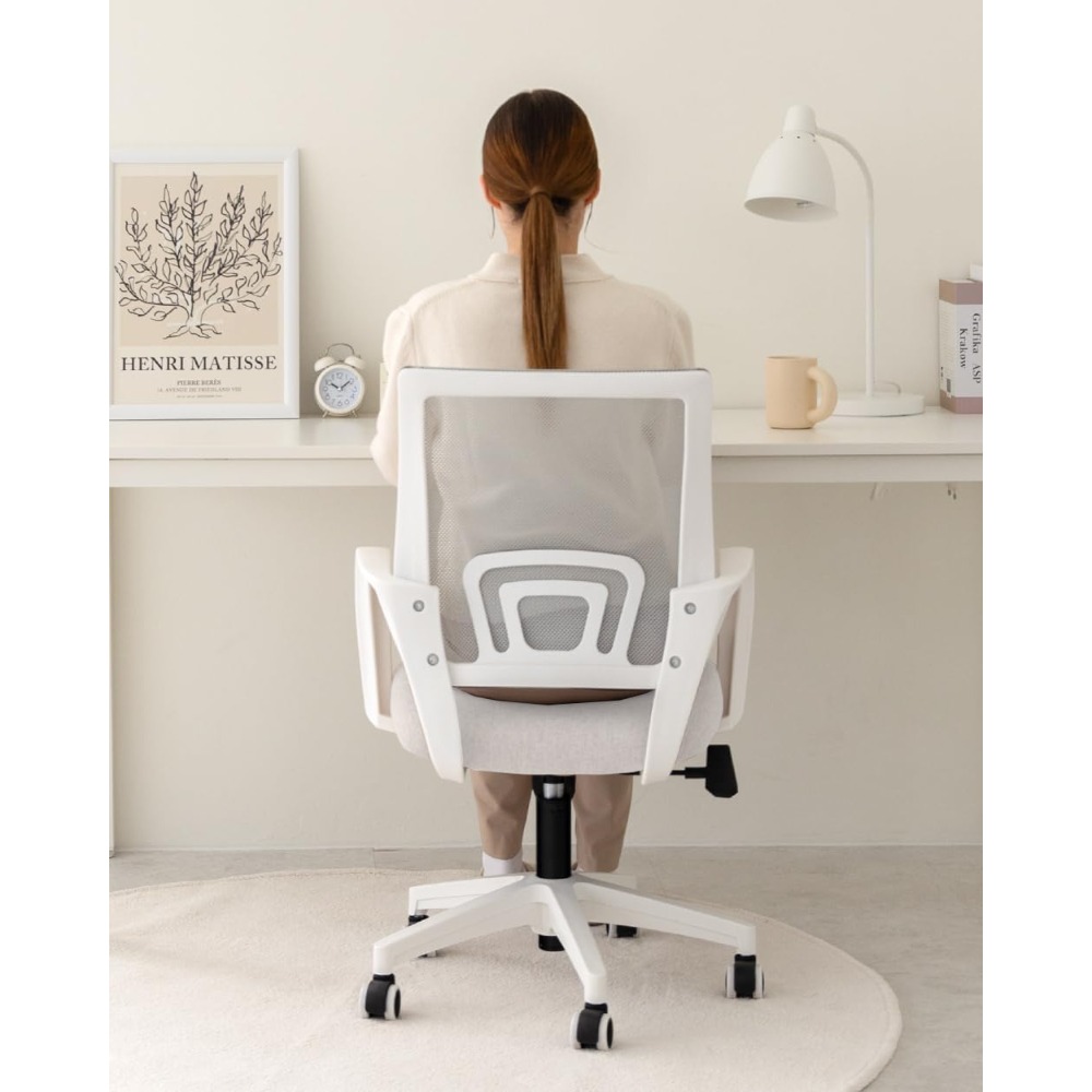 Office Chair Computer Desk Chair Gaming Ergonomic Mid Back Cushion Lumbar Support with Comfy Mesh Adjustable Swivel Rolling Home