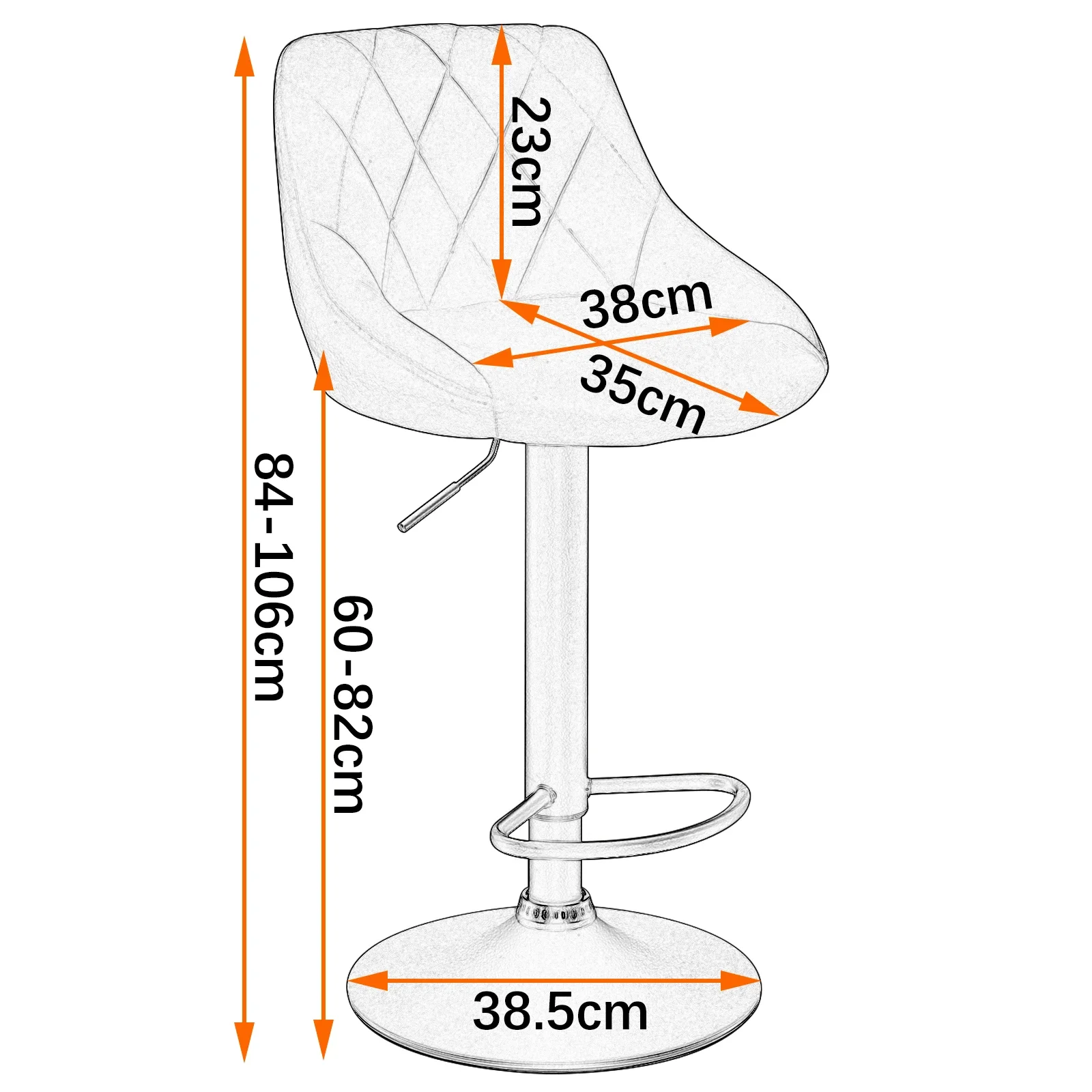 WOLTU 1PC Height-Adjustable Swivel Bar Chair Leather/Velvet Rotating Bar Stool Lifting High Stool with Footrest for Pub Home