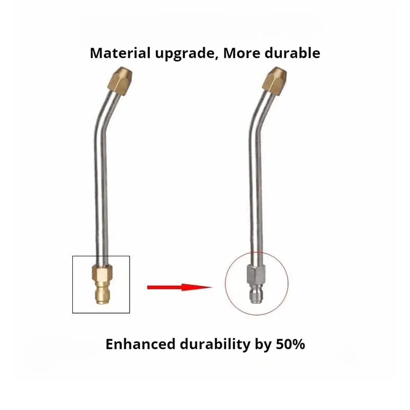 Varita de extensión de lavadora de alta presión, herramienta de limpieza de varilla de cabeza curva, 1/4 lanza de conector rápido, 25 °/90 °/U