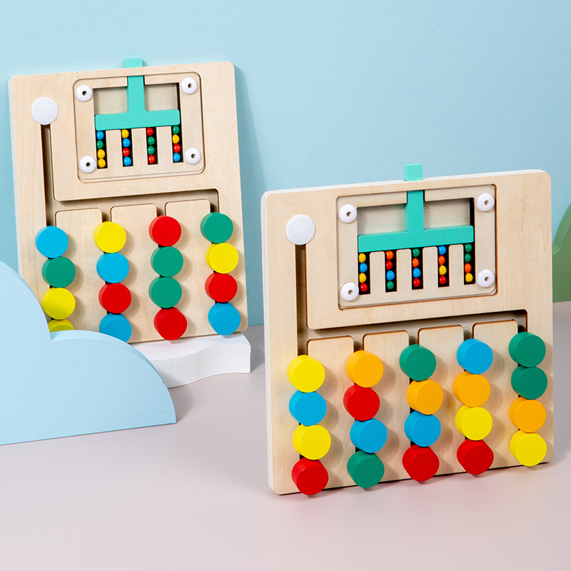 Vier Kleuren Lopen Dubbelzijdig Spel Schaken, Kinderen Logisch Denken Training, Montessori Vroege Educatie Puzzel Speelgoed Voor U