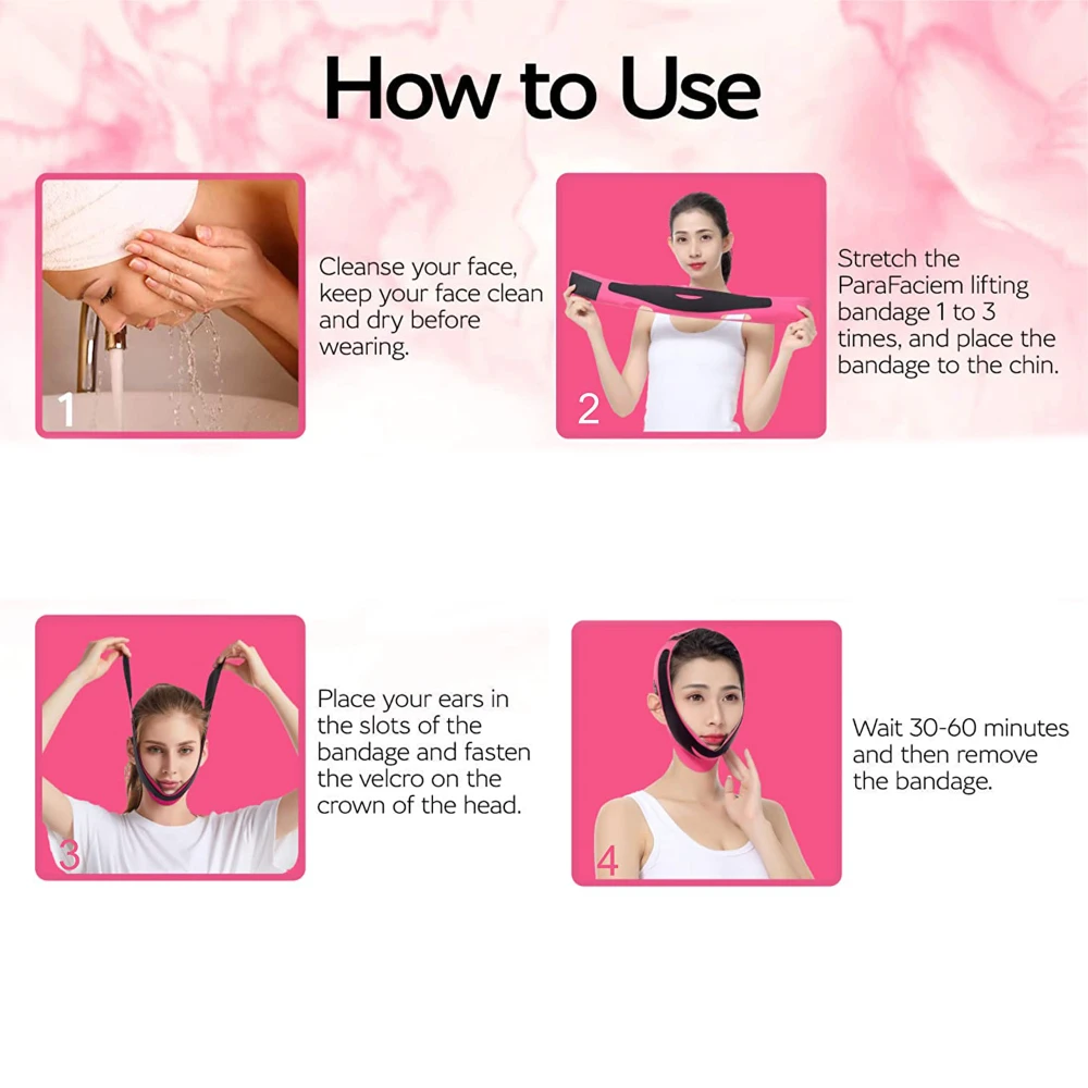 Correa reductora de doble barbilla, cinturón de Estiramiento Facial reutilizable, vendaje elástico adelgazante para cara, línea en V, correa antiarrugas Facial para mujer