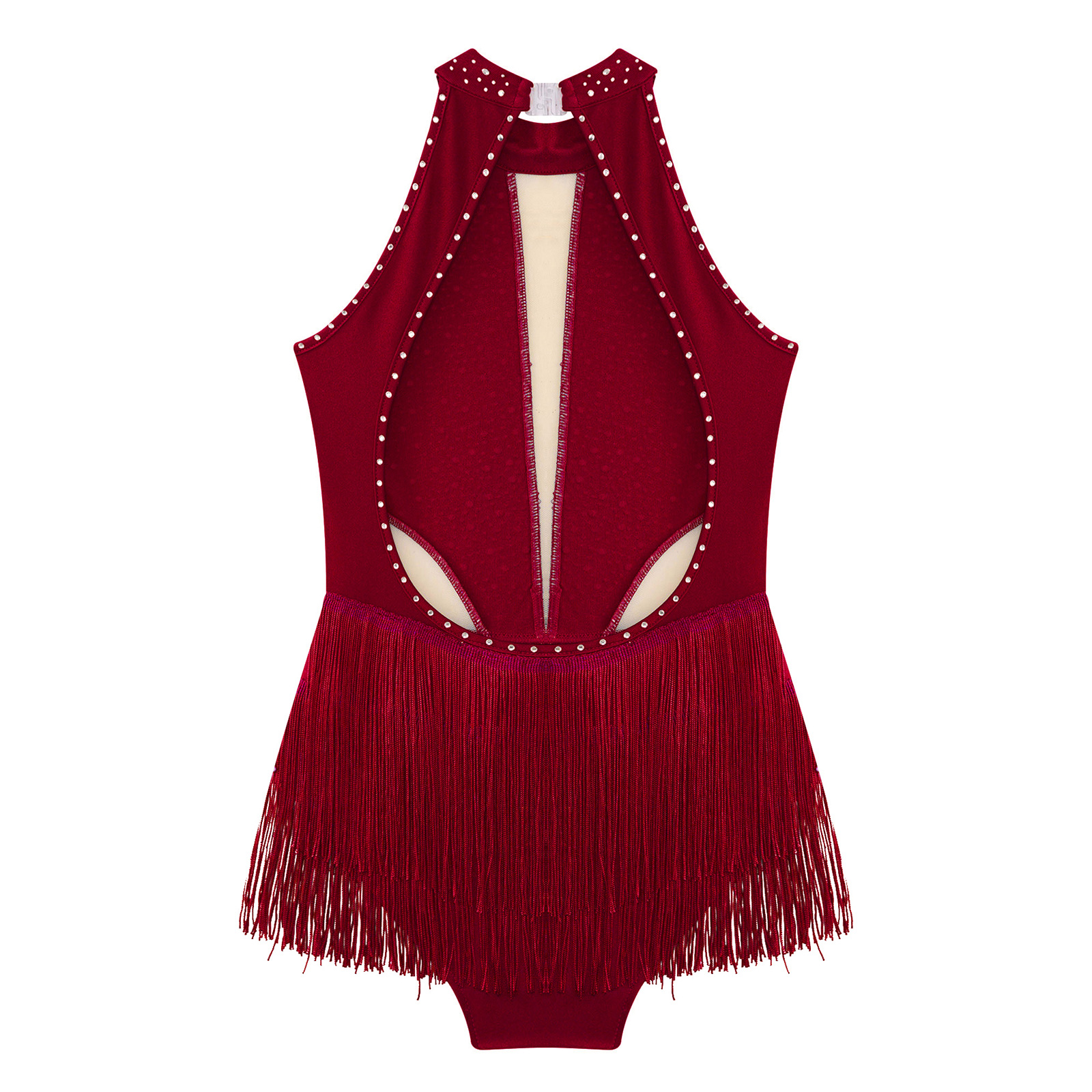 เด็กหญิงบัลเล่ต์เต้นรํา Leotard Rhinestone พู่ชุดบอดี้สูทยิมนาสติกสเก็ตลีลา Latin เครื่องแต่งกาย Dancewear