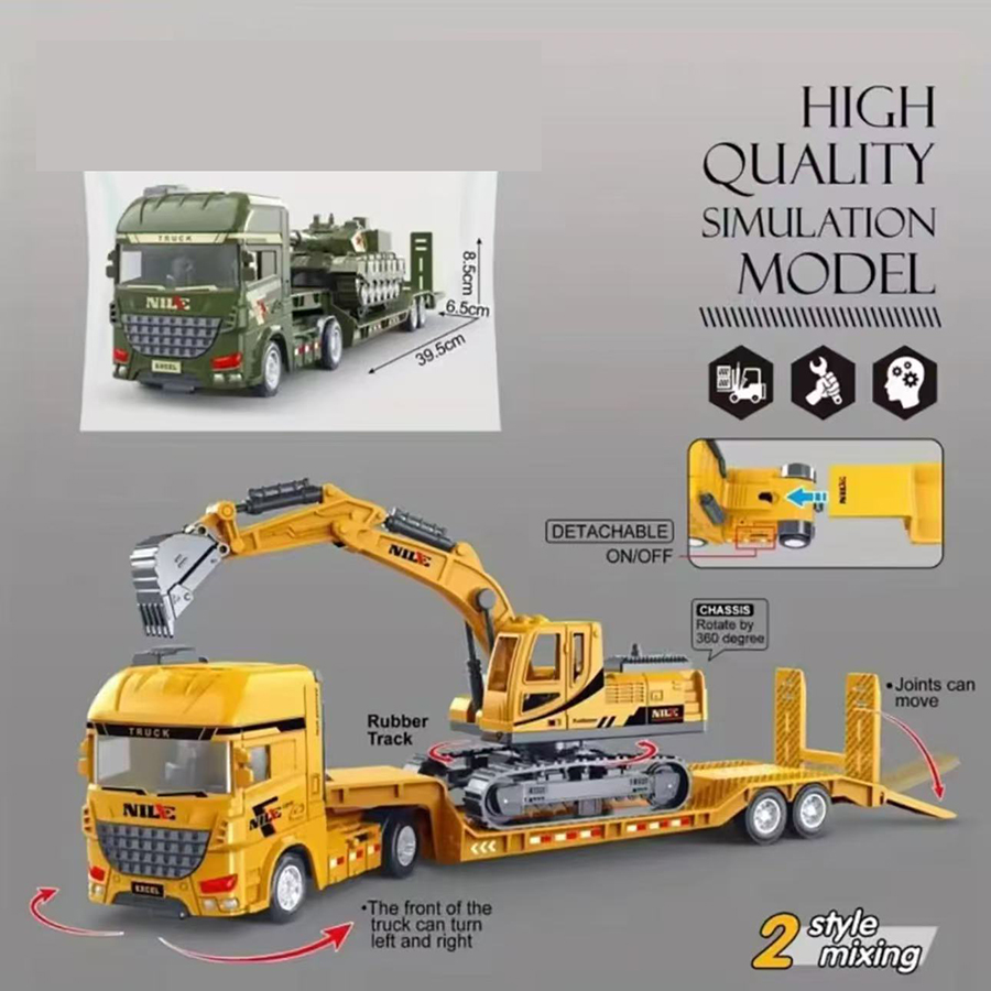 1pcs Scale-carrier container engineering set vehicle excavator transport truck model inertial car education toys gift for childr