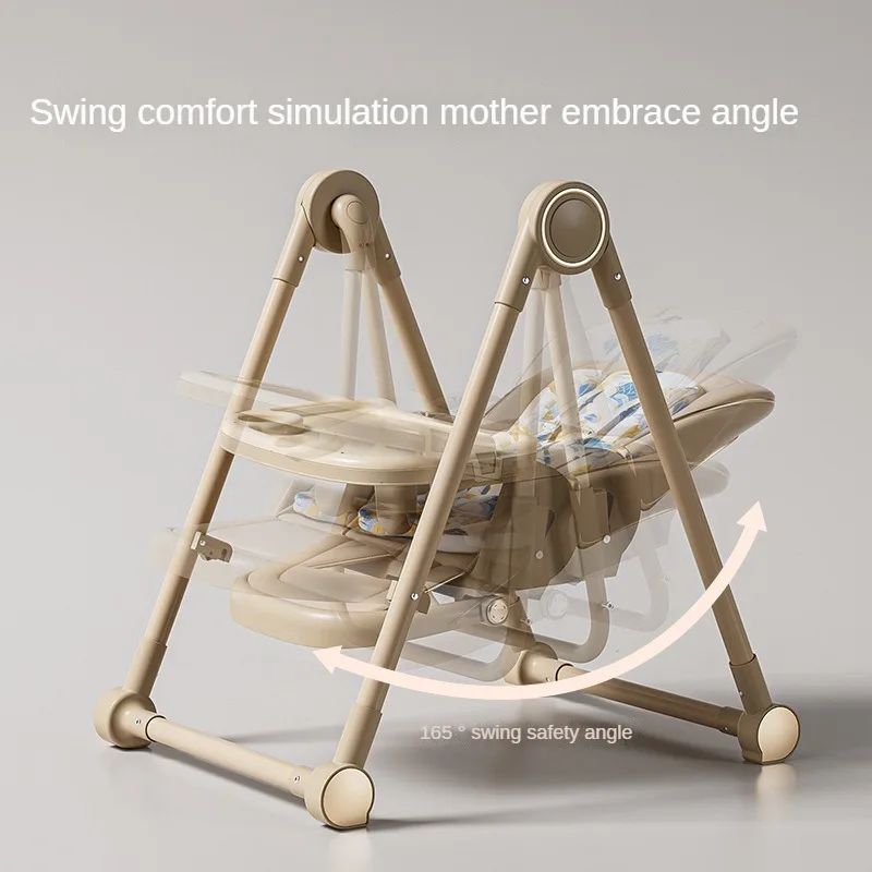 Cadeira de balanço multifuncional do bebê, deitada e dobrável, mesa de jantar infantil e cadeira, altura ajustável