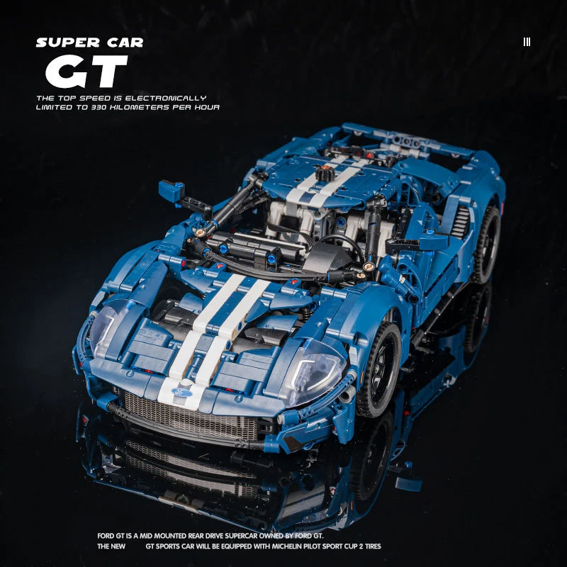 2023 기술 42154 포드 GT 스피드 럭셔리카 로고 빌딩 블록 모델, MOC 레이싱 차량 조립 장난감 벽돌, 어린이 성인 선물