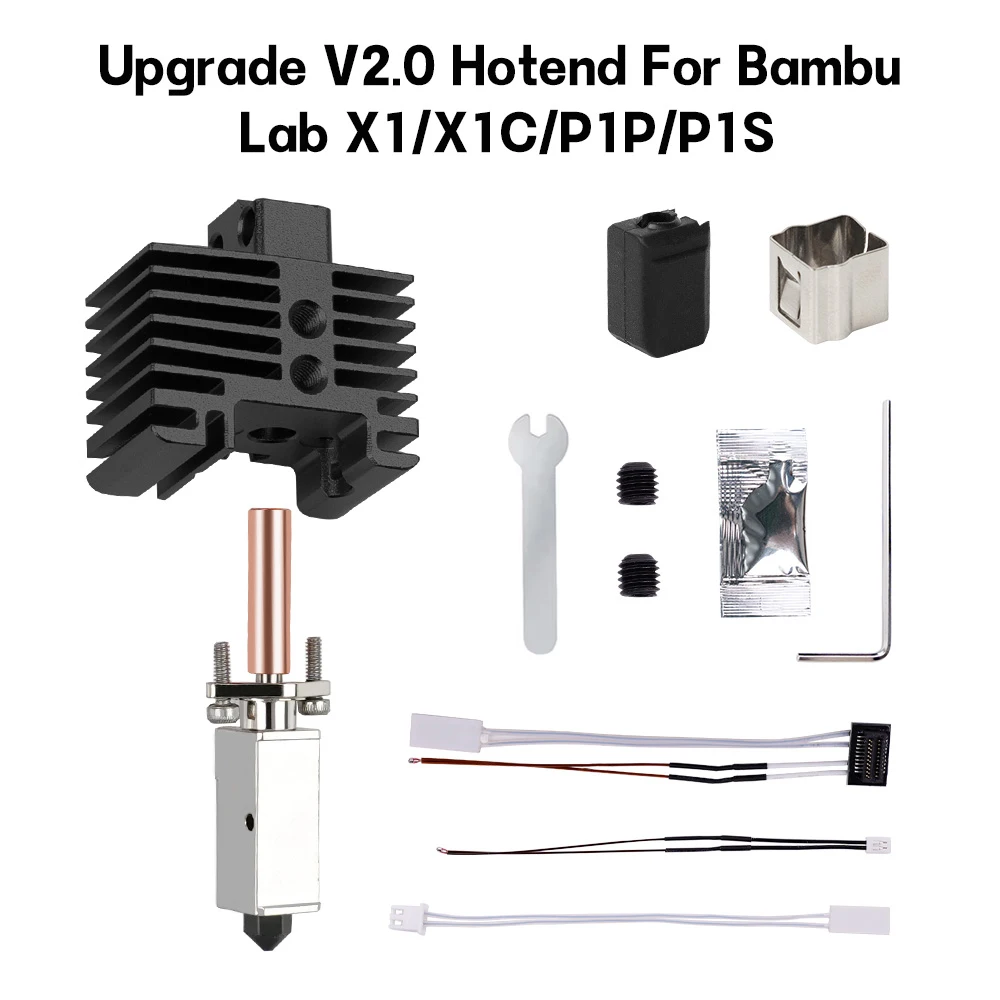 Для Bambu Lab Hotend Upgrade 2,0 версия сопла bambulab Bi Metal Fit Bamboo Bambulabs X1 X1C P1P P1S hotend P1P Термистор