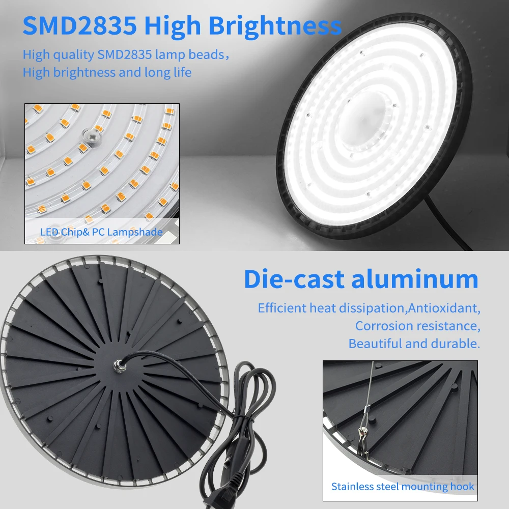 UFO High Bay Light 70W 100W 150W IP65 Wasserdichte LED-Industriebeleuchtung für Garage Gym Factory Warehouse