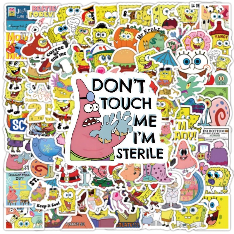 100 Uds. Lindo dibujo de Bob Esponja SquarePants Patrick Star funda para teléfono móvil equipaje guitarra taza DIY pegatina decoración al por mayor