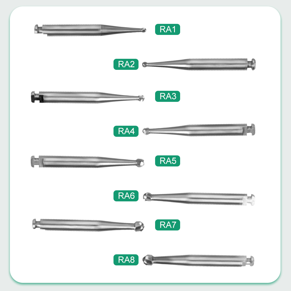 ชุดเครื่องมือขัดฟันทรงกลมทังสเตนคาร์ไบด์สำหรับ Dia.2.35mm ความเร็วต่ำชุดเครื่องมือขัดฟัน5ชิ้น/กล่อง