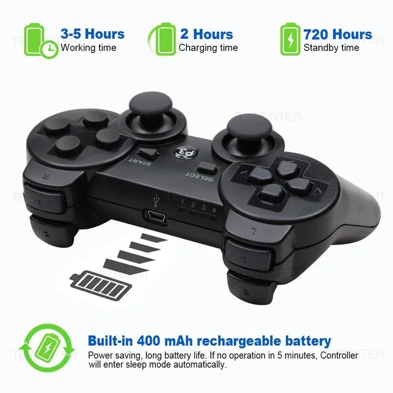 PS3 コントローラージョイスティック用 Bluetooth ワイヤレスゲームパッドをサポートプレイステーション 3 コントロールジョイパッドアクセサリー用の内蔵振動