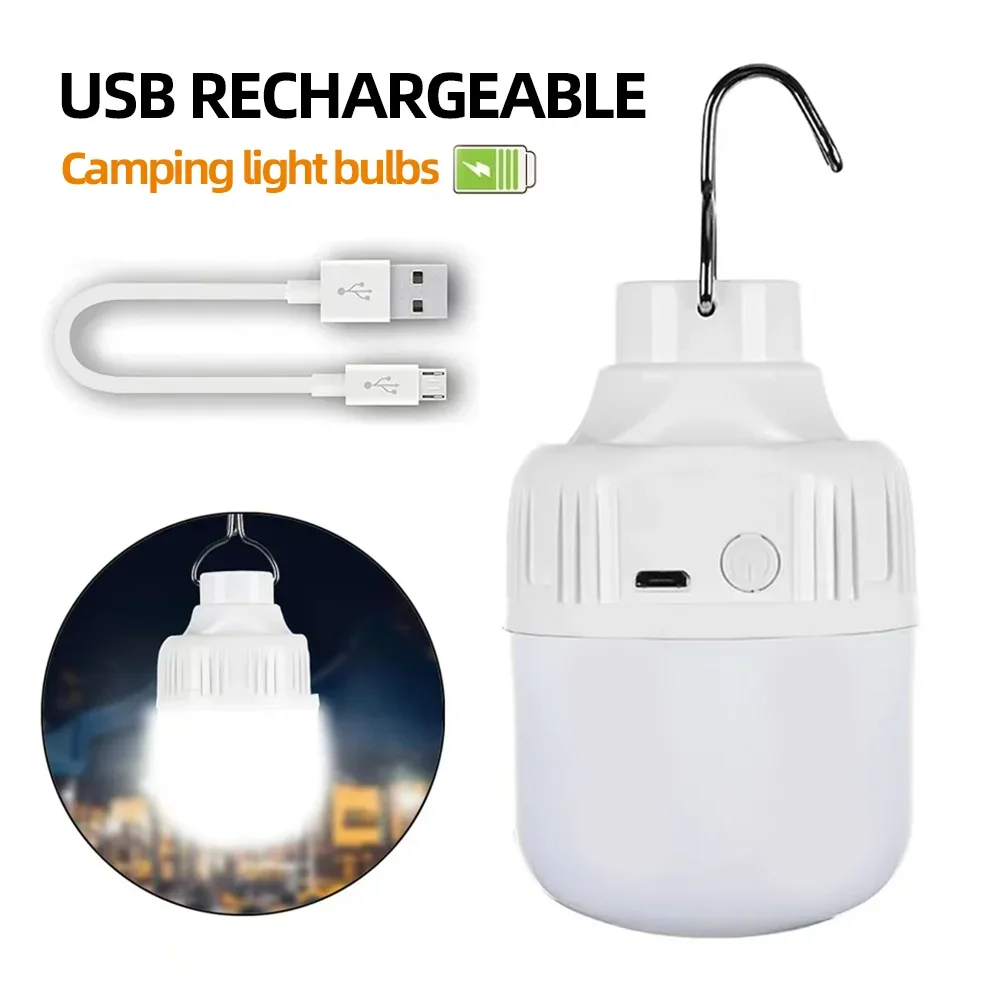 휴대용 USB 충전식 LED 캠핑 전구, 매우 밝은 야외 캠핑 램프, 비상 낚시 바베큐 텐트 야간 조명