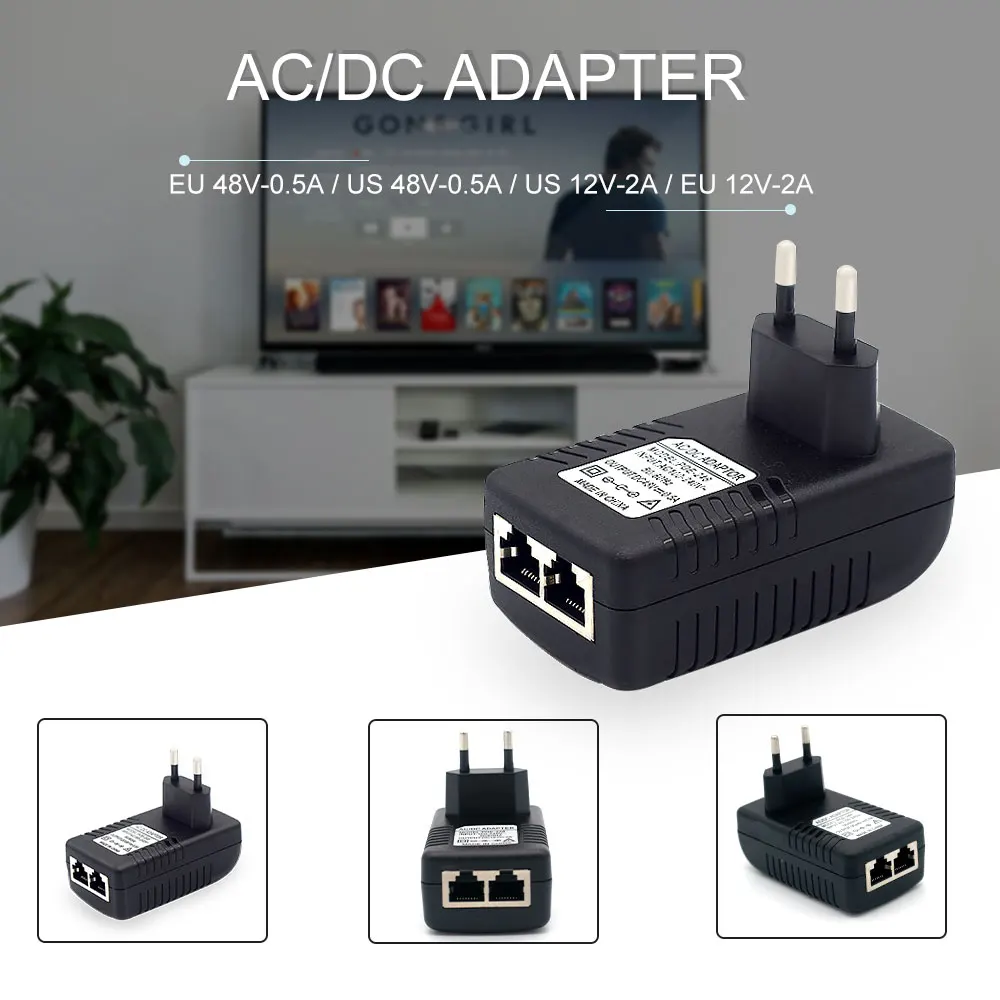 48V/12V POE Injektor Ethernet CCTV Netzteil 0,5A/2A 24W POE für IP Kamera IP Telefone POE Schalter Netzteil EU/US Option
