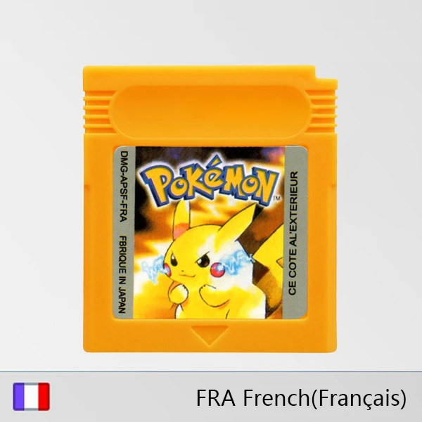 ตลับเกม GBC 16บิตเครื่องเล่นวิดีโอเกมการ์ดโปเกมอนชุดสีแดงเหลืองคริสตัลสีทองเงินฝรั่งเศส