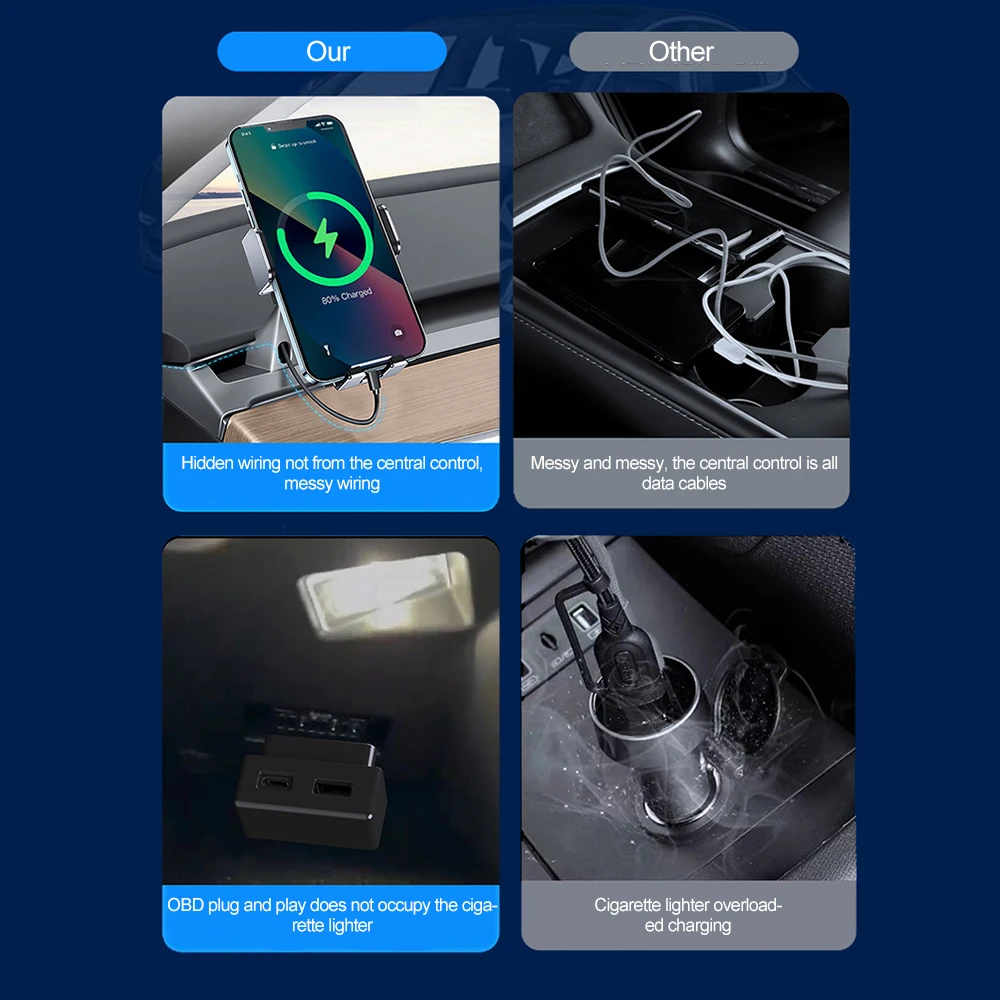 Obd Plug Voor Tesla Model 3 Model Y X S Obd Adapter Opladen Voor Tesla Auto Model 3 Model Obd2 Splitter Charger adapters