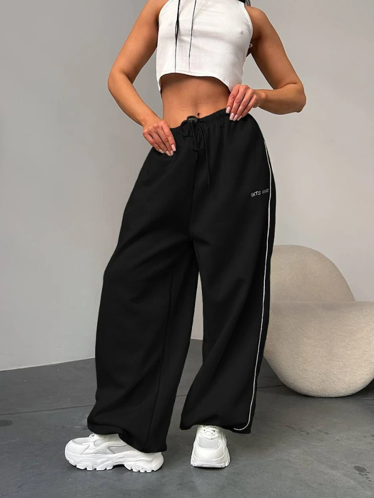 Sommer-Sporthose mit weitem Bein 2025, lockere Passform, Freizeithose mit geradem Bein, bequeme Streifen