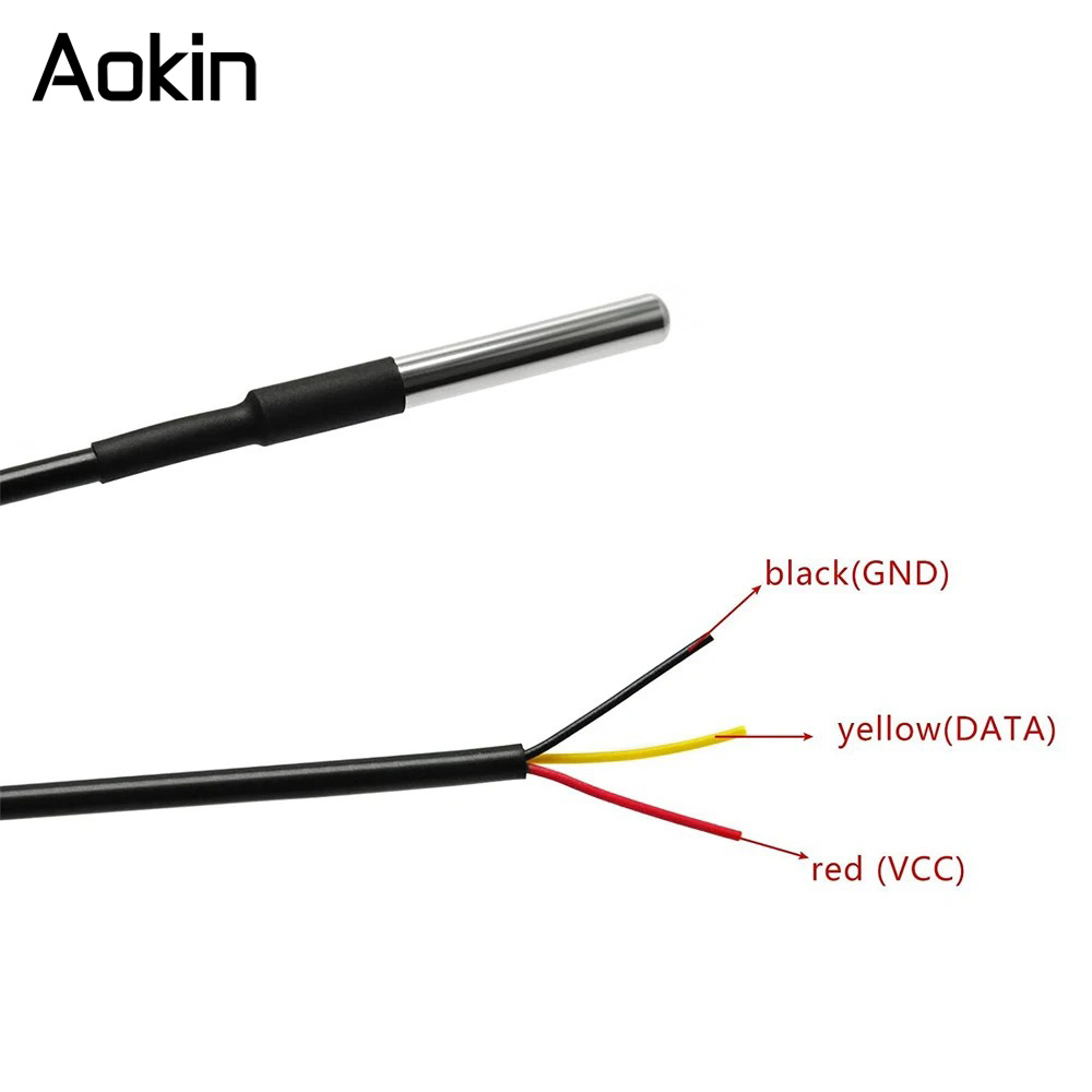 1PCS DS18B20 Waterproof Thread Temperature Probe Temperature Sensor Stainless Steel Package 1/2/3Meter For Arduino