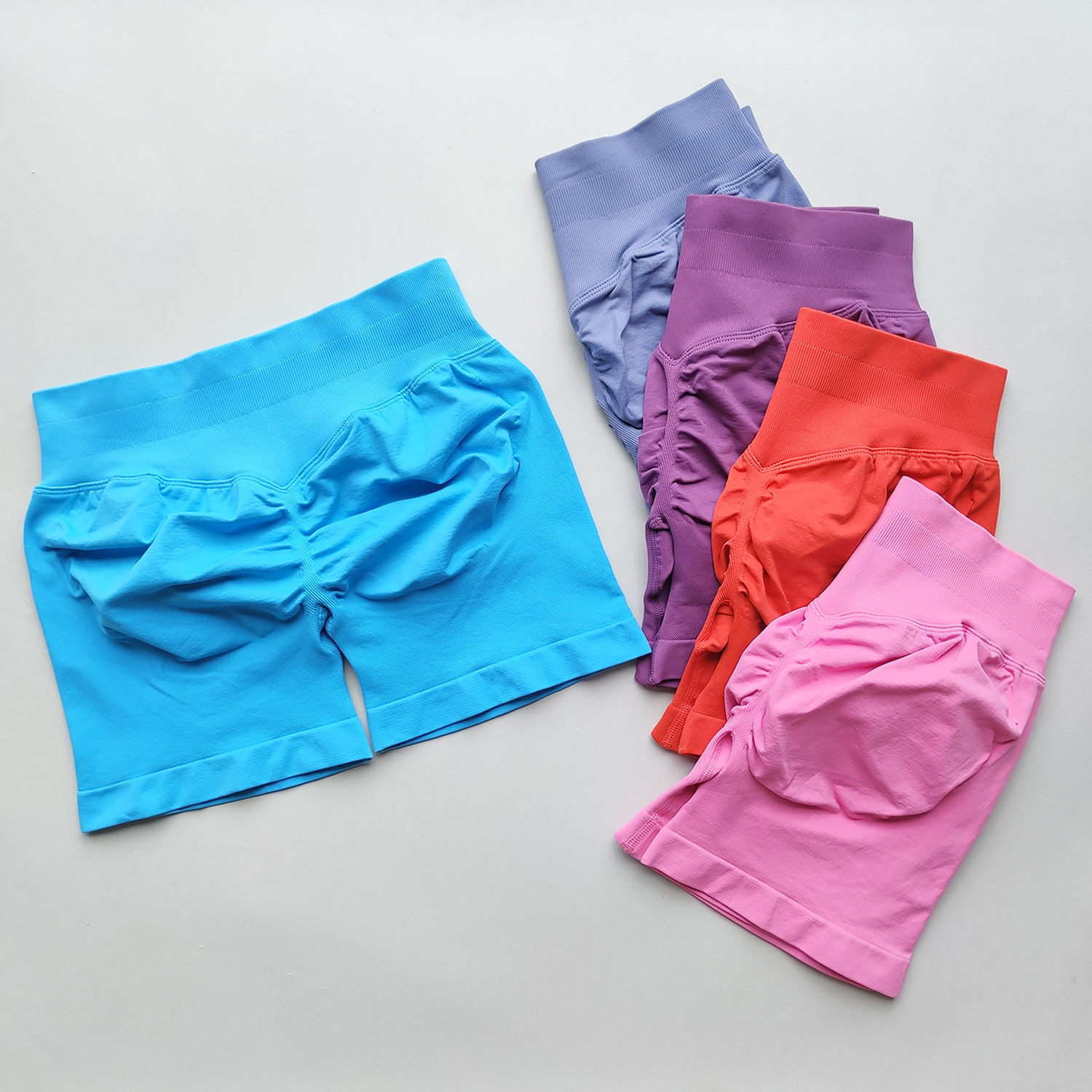 Pantalones cortos de impacto, pantalones cortos de gimnasio con banda acanalada baja, ropa de entrenamiento para mujer, pantalones cortos sin costuras, pantalones cortos deportivos de motociclista para Yoga