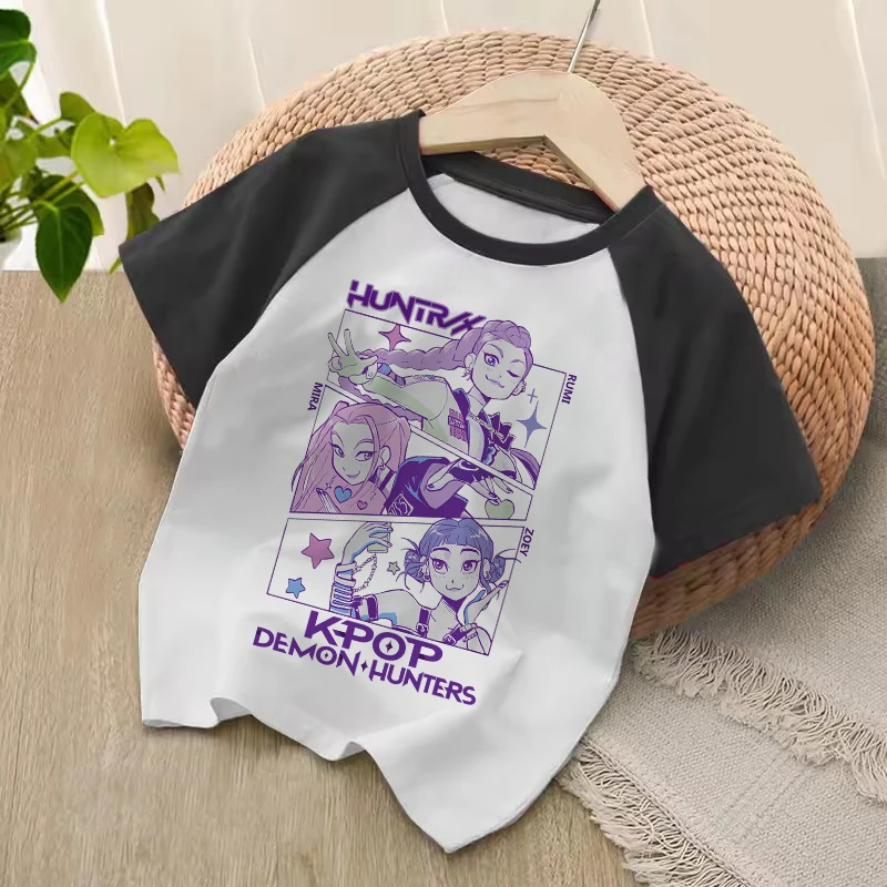 Детская футболка Manga Kids Kpop Demon Hunters, футболка с короткими рукавами, милая футболка в стиле Харадзюку с тигром для мальчиков и девочек