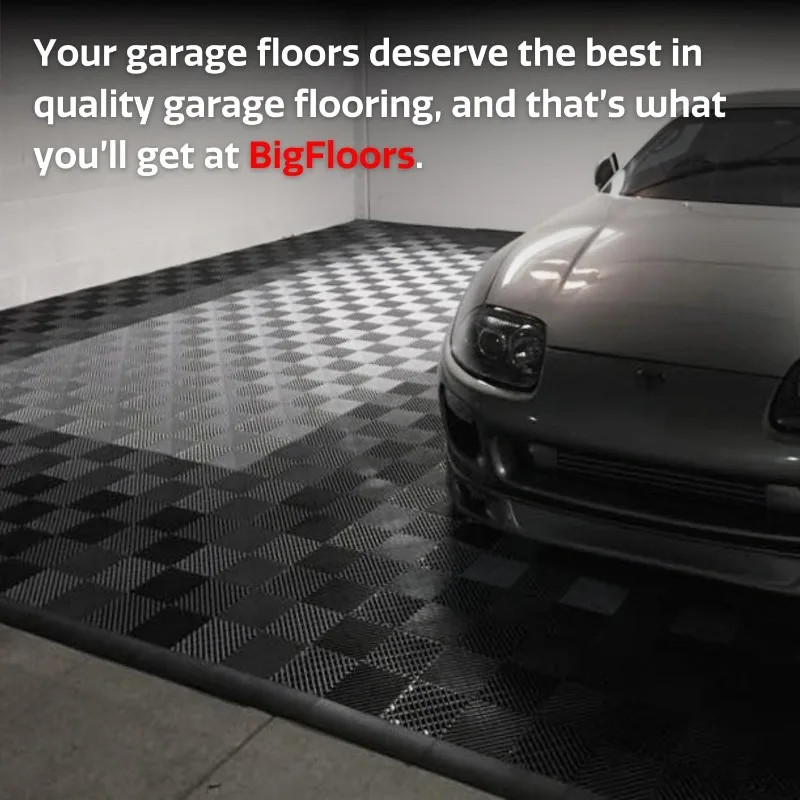 RaceDeck Free-Flow Open Rib Self-Draining Design, Durable Copolymer Plastic Interlocking Modular Garage Flooring Tile (48 Pack)