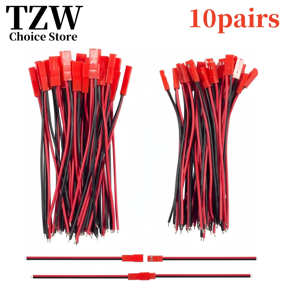 10 Pairs 24 AWG JST Plug Connector 2 Pin Male Female Plug Connector Cable Wire for LED Lamp Strip RC Toys Battery Adapter 10cm
