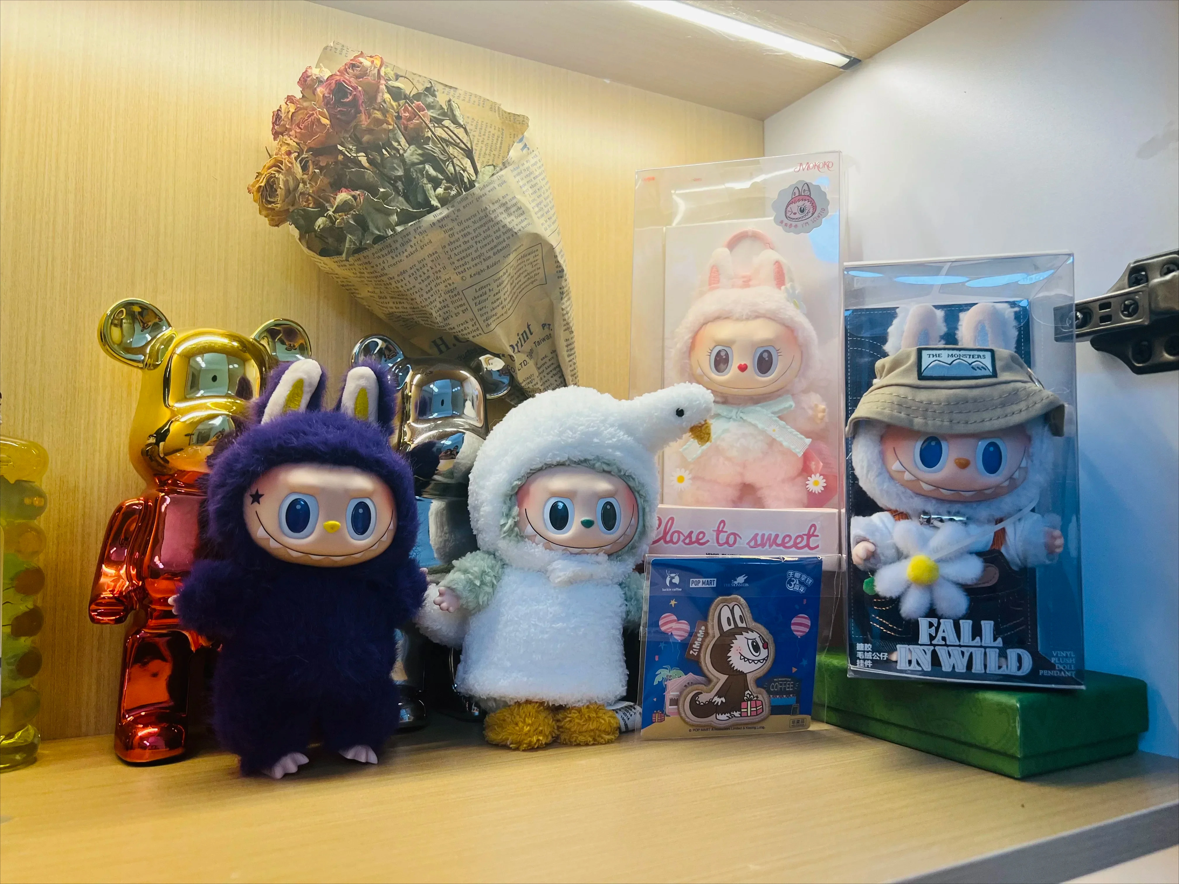 Розовый Labubu Mokoko, первый весенний цветок, милая виниловая кукла, кавайный рюкзак, подвеска, украшение, кукла, парк развлечений, ограниченное издание