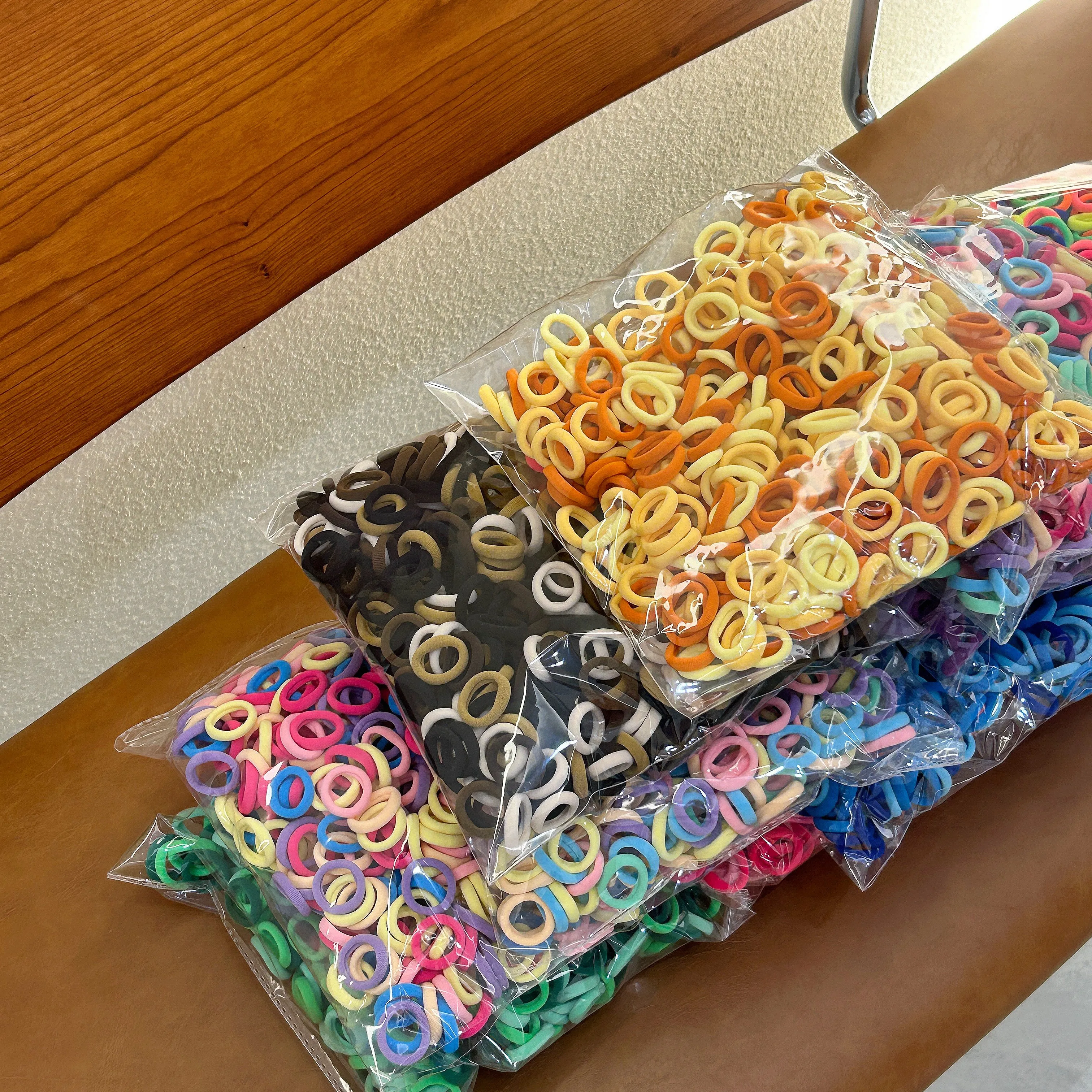 100 peças de acessórios para o cabelo das crianças com alta elasticidade elegante corda de cabelo de náilon simples básico bandana e bandana