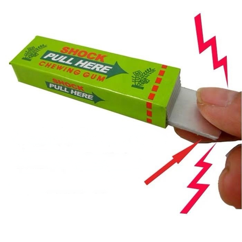 Choque elétrico piada goma de mascar puxar cabeça chocante brinquedo presente gadget brincadeira truque mordaça engraçado