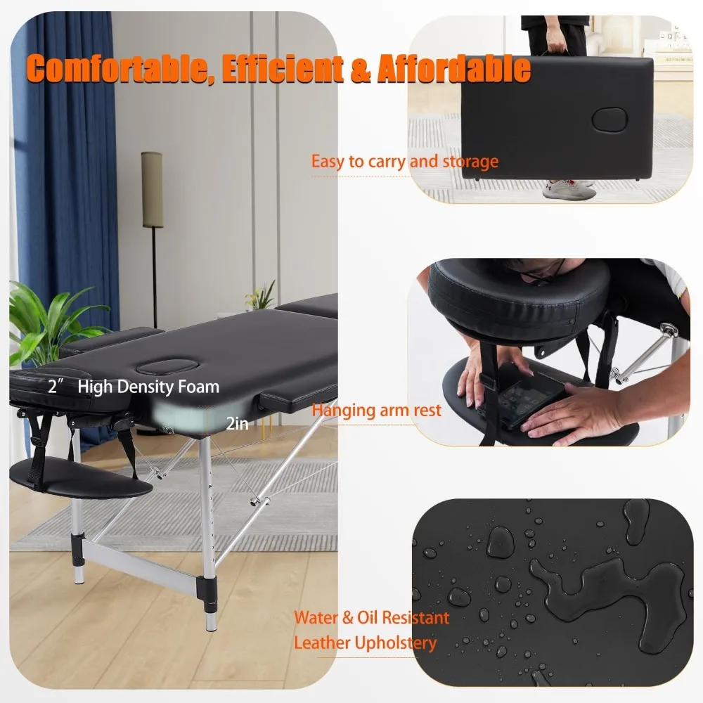 Portable Massage Table,Massage Bed with Neck Stretcher Adjustable Lash Bed Massage Bed Tattoo Table