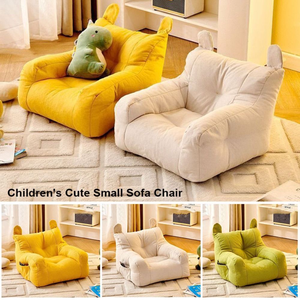 Cadeira de sofá pequena macia com bolsa de armazenamento confortável sala de estar sofá preguiçoso ergonômico cadeira de sofá de urso infantil para meninos e meninas