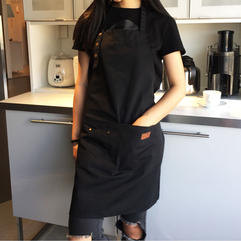 Fashion Canvas Kitchen Aprons For Woman Men Chef Work Apron For Grill Restaurant Bar Shop Cafes Beauty Nails Studios Uniform