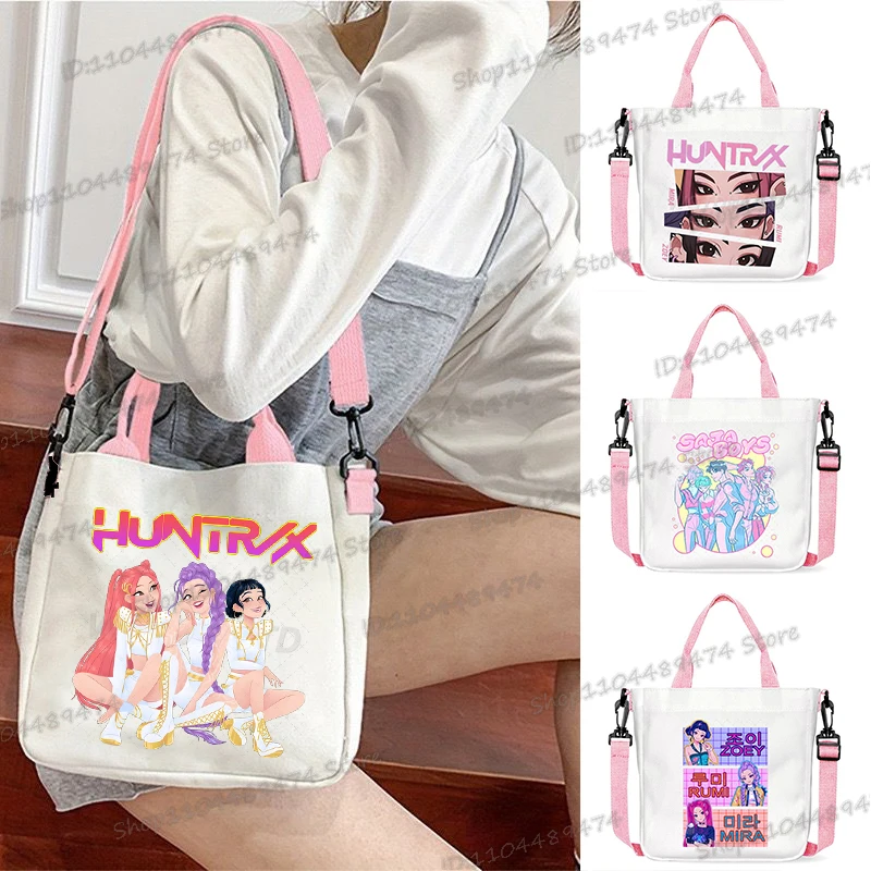 Bolso cruzado con personajes de películas de Anime para mujer Y2K, bandolera cuadrada rosa y blanca, bolso de hombro coreano Ulzzang para estudiantes y adolescentes