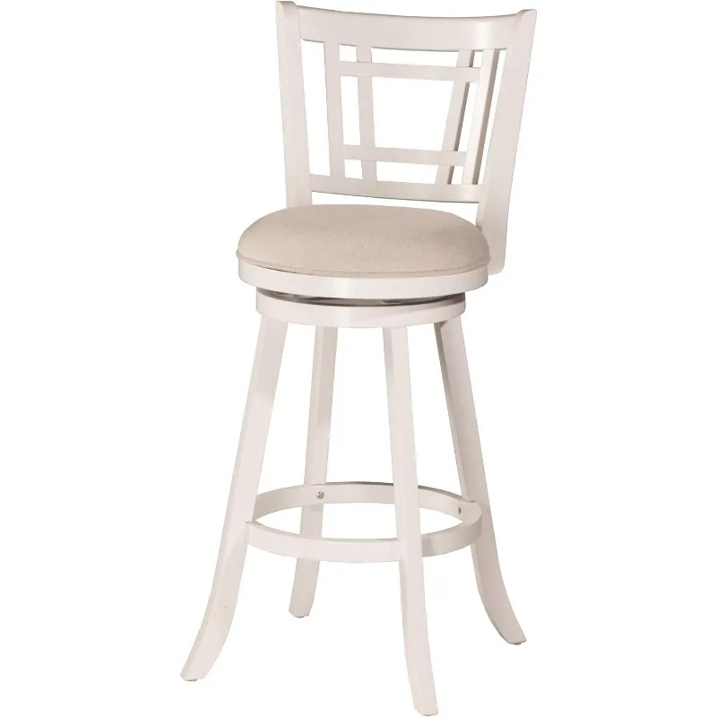 Swivel Stool with Rectangular Lattice Back, Counter Height, White