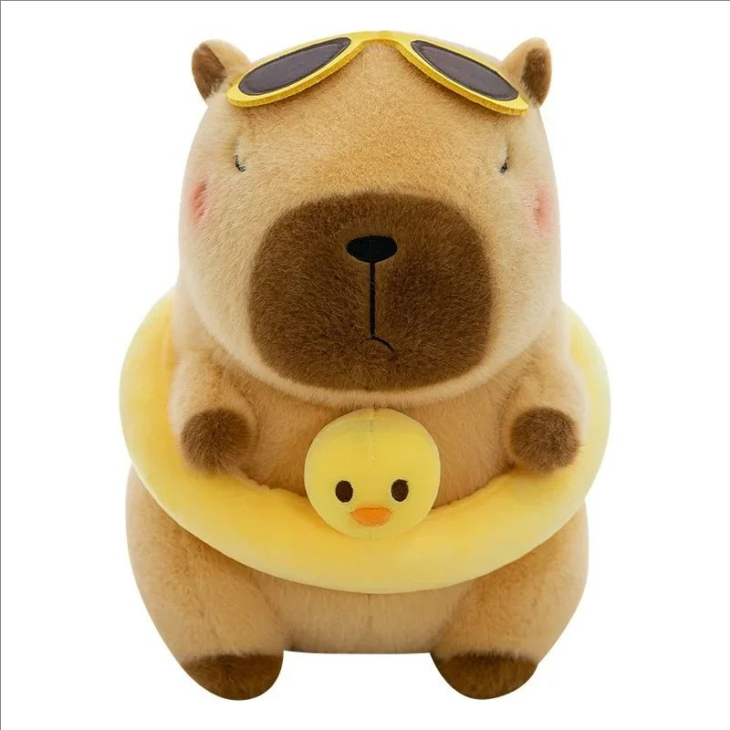 Gelbe Ente Schwimmring Capybara Plüschtier Niedliche Simulation Beachwear Capibara Kawaii Stofftier Geburtstag Reisegeschenke