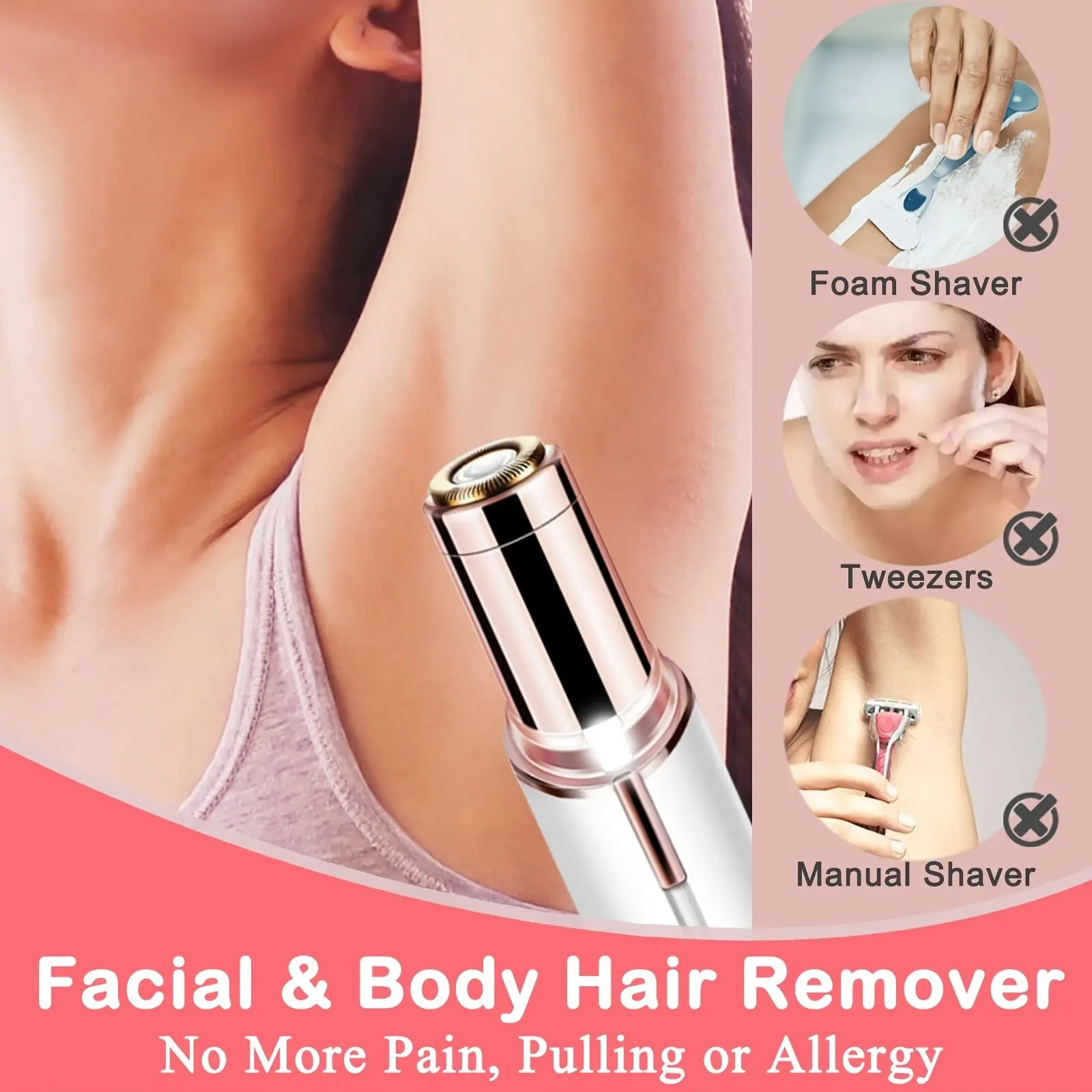 Depilatore elettrico portatile a forma di rossetto per le donne Strumento per rasoio domestico indolore ed efficace per la depilazione del viso