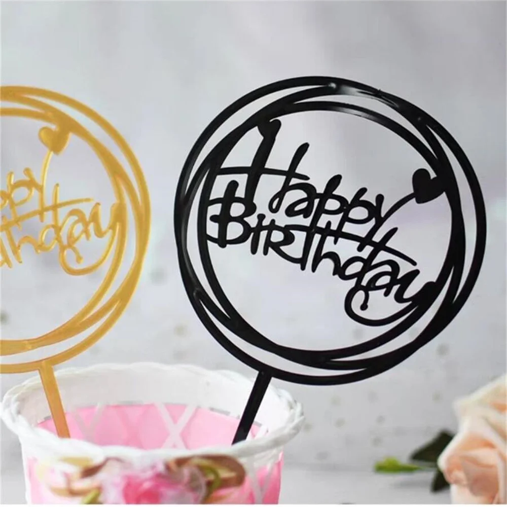 10pcs พลาสติก Gittler เค้กวันเกิดแฮปปี้ Topper Bling ตกแต่งป้ายเค้กวันเกิดแฮปปี้ Topper สาววันเกิดขนมตกแต่ง