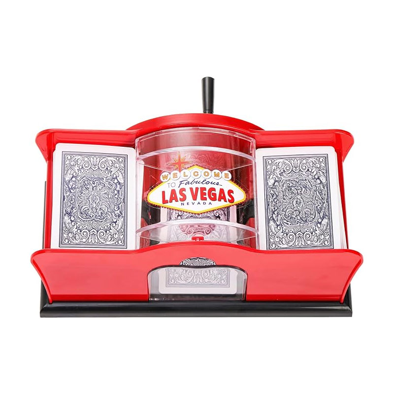 Handmatige kaartenschudmachine 2-deck met handslinger, kaartenschudmachine voor Blackjack, poker, speelkaartdealermachine Handmatige kaart Mi