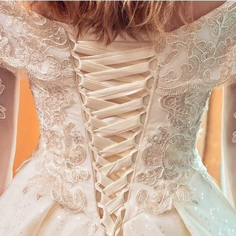 Kits de corsé de satén de Color personalizado, reemplazo de cremallera, vestido de novia, correas de encaje en la espalda, accesorios de vestido de novia artesanales Diy con cordones