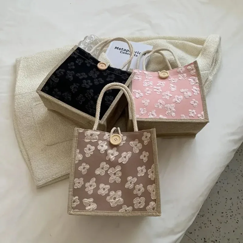 2025 Linen Bags Handbag For Women Shopper Tote Bag Fashion Designer Bag Convenient Large-capacity For Travel Grocery Bag